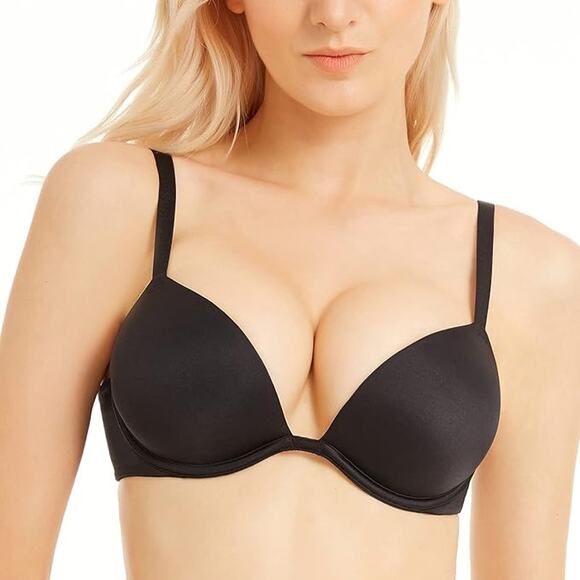 NWT! Gilligan O'Malley Plunge Push-up Bra Black 32B - Picture 1 of 4